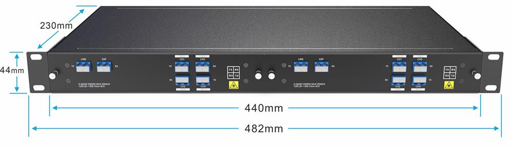 4 Channels O-BAND DWDM MUX DEMUX 1U Rack 4 Channels O-BAND DWDM MUX DEMUX 1U Rack