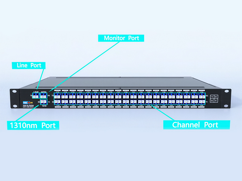 DWDM MUX DEMUX 40CH C21-C60 com 1310 nm e porta de monitor, rack LC/UPC de fibra dupla 1U